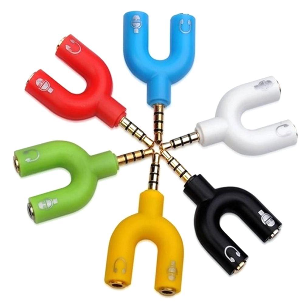 1PC Dual 3.5MM U Type Adapter  - Earphone Splitter Jack 评论和价格