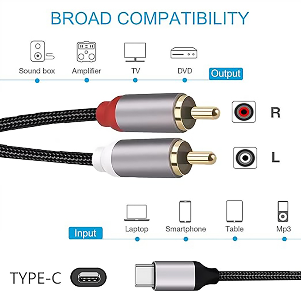 USB C to 2 RCA Audio Cable, Ty - Earphone Splitter Jack 评论和价格